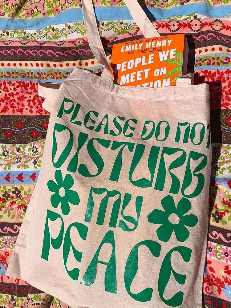 

Y2K letter Women's Bag Handbags Shoulder Bags Female Soft Environmental Storage Reusable Shopper with anime Totes Bag off white