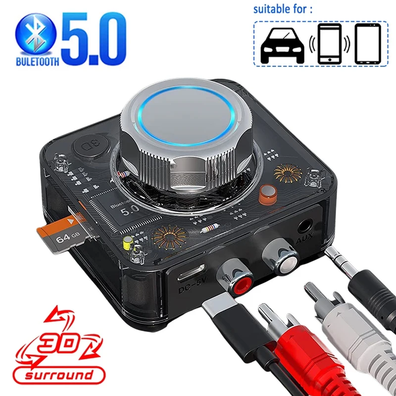 

Аудиоприемник Bluetooth 5,0 3D стерео музыка беспроводной адаптер TF карта RCA 3,5 мм 3,5 AUX разъем для автомобильного комплекта проводной динамик наушн...