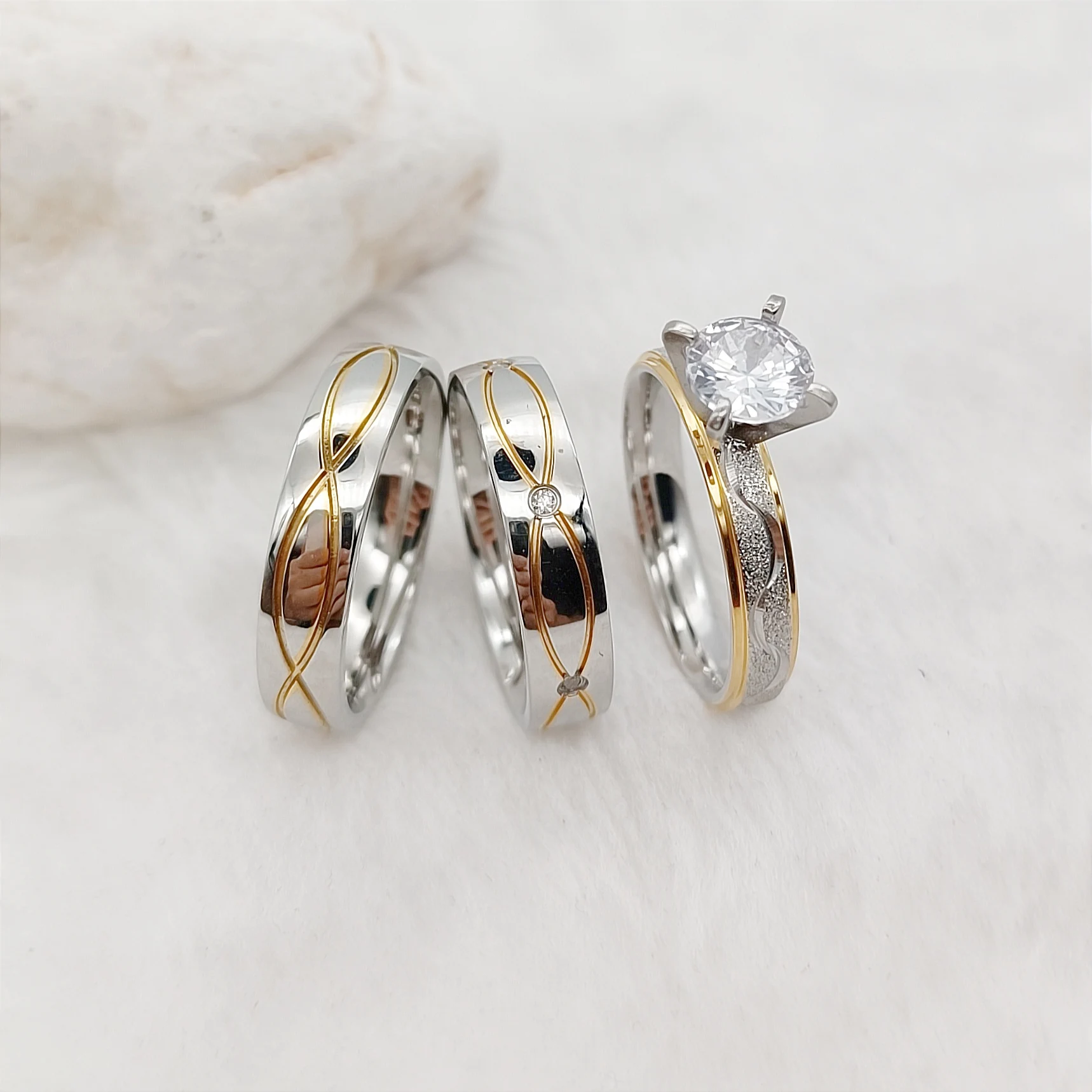 

3 шт., кольца с покрытием из 18-каратного золота