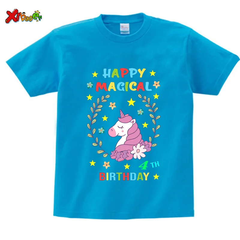 2022 Kids Unicorn T Shirt Cartoon Toddler Baby Hoodie Birthday Boy Clothing Girl Clothes Children's Customized Unicorn T-shirts