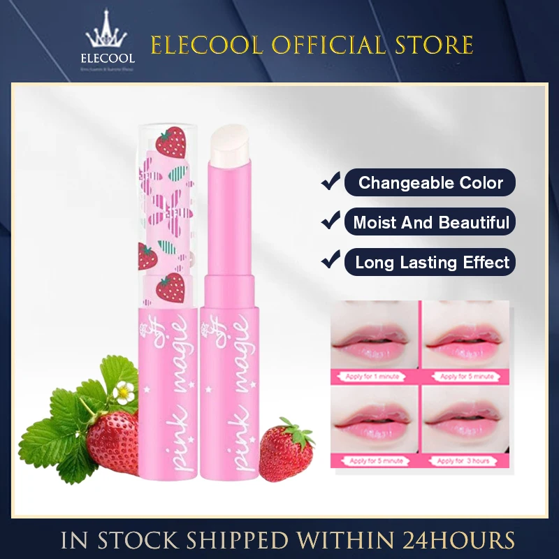 

Ice Soft Strawberry Color Lip Balm Sexy Pink Lipstick Color Changing Lip Balm Moisturizing Waterproof Lip Gloss Long-lasting