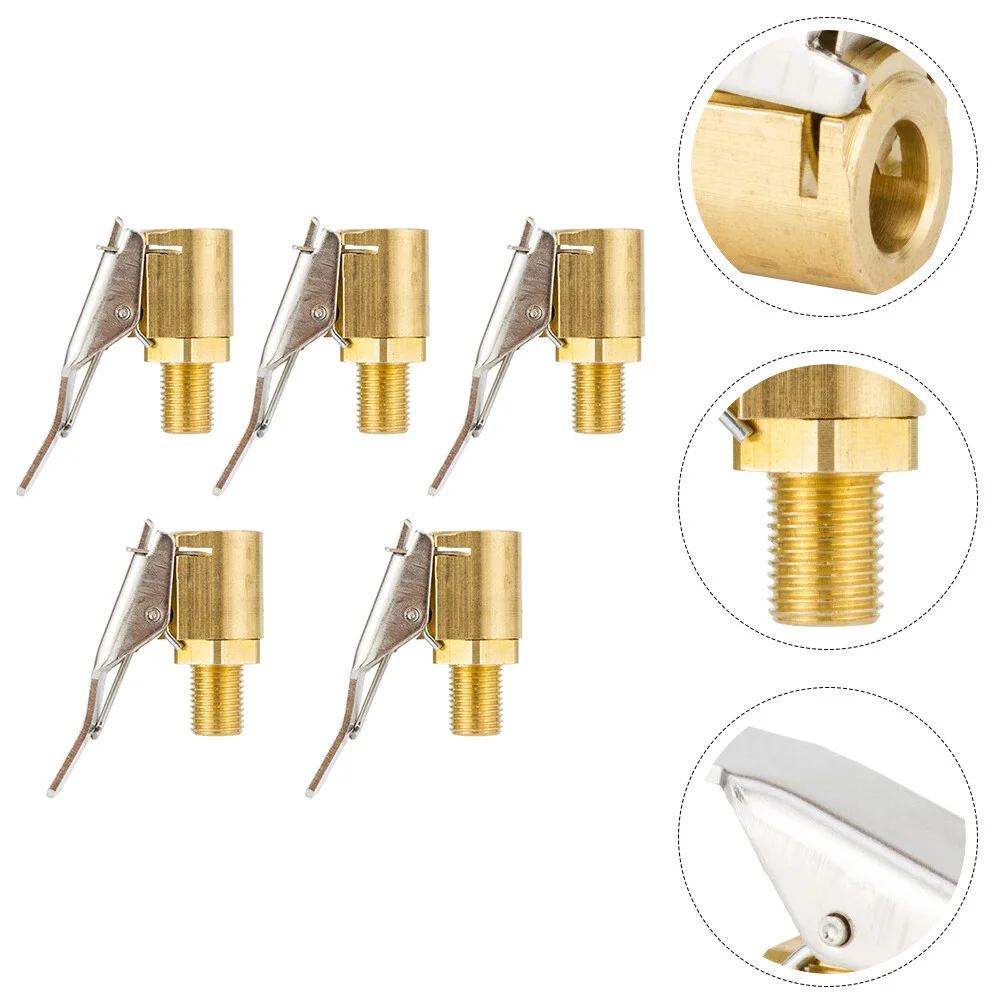 

5 Pcs Thread Nozzle Air Compressor Pump Nozzle Accesorios Para Autos American Style Tire Chuck Copper Thread Car Accesories