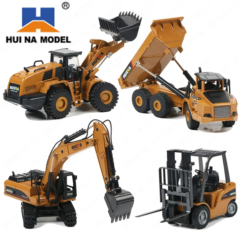

1:50 HUINA Alloy Diecast Dump Truck Excavator Wheel Loader Tractor Metal Model Engineering Construction Vehicle Toys For Boys