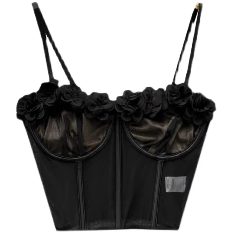 

Temperament Corset Top for Women Summer 2022 Flower Embroidered New Inner Wear Fishbone Waist Camisole Bra