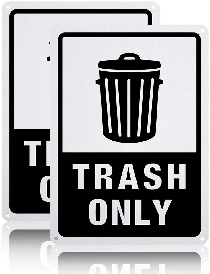 

NBEADS 2PCS Trash Only Sign 10x7 inches 40 Mil Aluminum Trash Signs Decorative for Indoor or Outdoor UV Protected Black