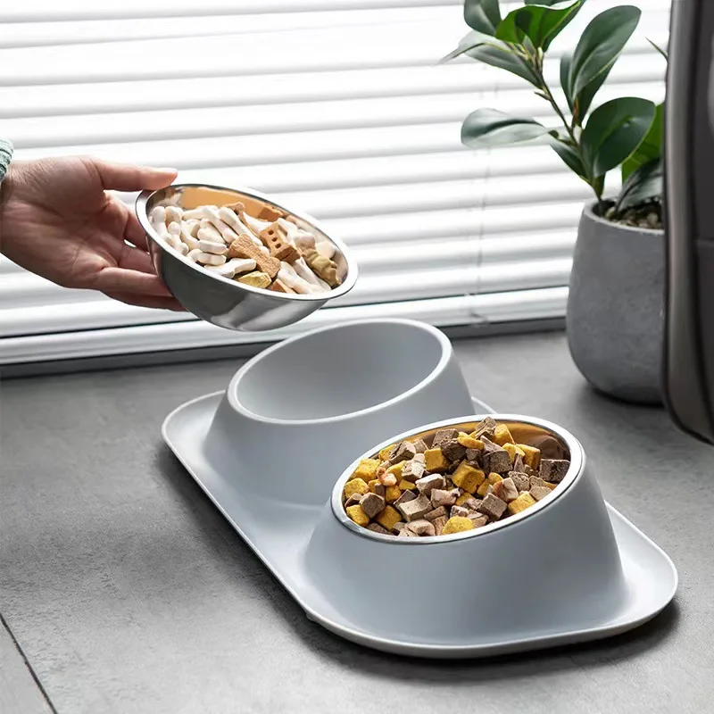 

Cat Dog Puppy Small Stainless Feeding Accessories Dish Pet Feeder Bowls Pet Steel Feeder Drinking Dog Supplies Water Food Double