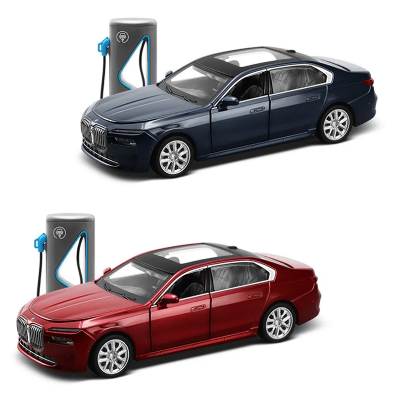 Фото 1/32 bmw i7 модель автомобиля из сплава, литая под давлением металла, новые энергетические транспортные средства, модель автомобиля, высокая имитация звука и света, коллекция детских игрушек в подарок №1
