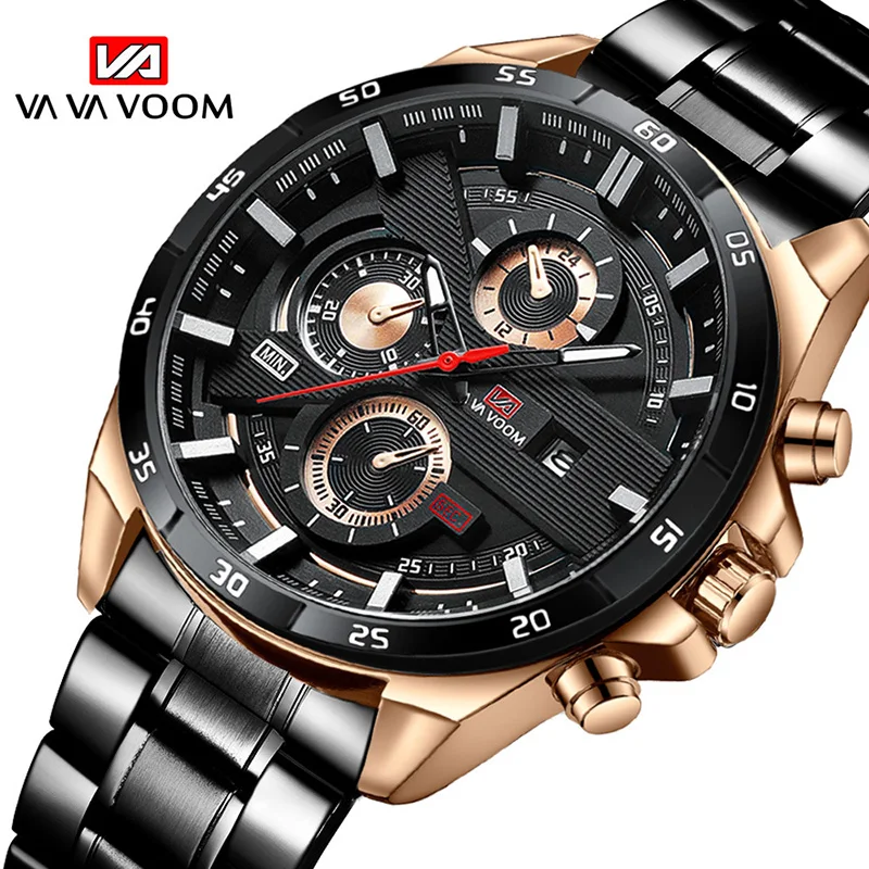 

Fashion Sports Mens Watches Calendar Quartz Stainless Steel Watches Birthday Valentine's Day Gift for Male 3ATM Life Waterproof