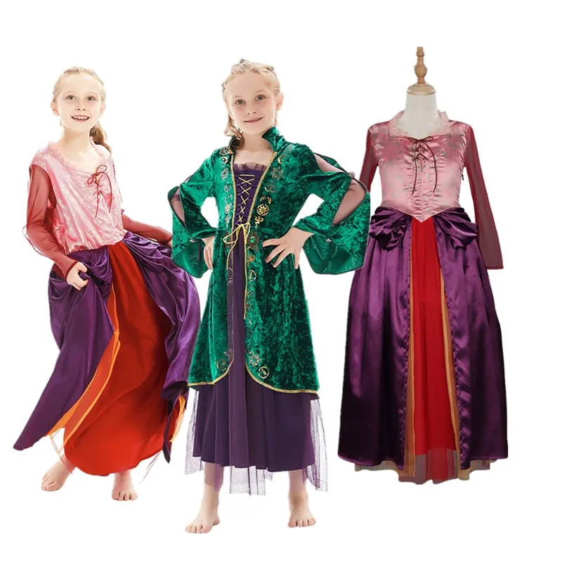 Детский Фэнтезийный костюм для косплея Winifred Мэри Сара Сандерсон Детские платья