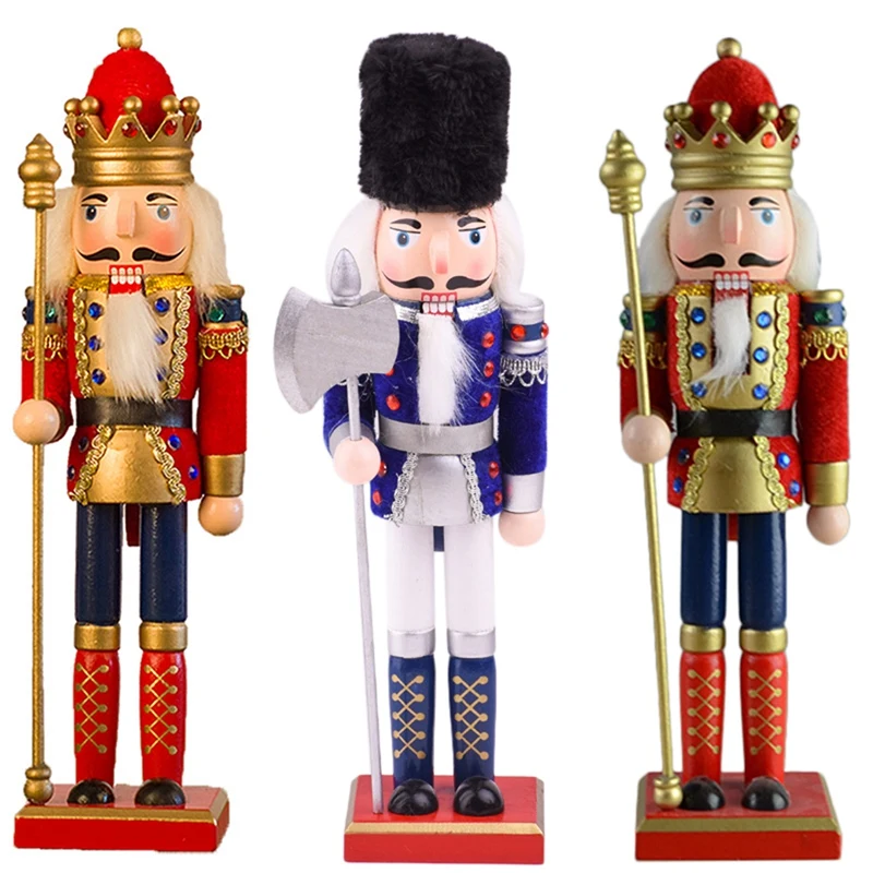 

30CM Wooden Nutcracker Doll Handpainted Nutcracker Handicraft Decoration For Christmas Home Office Decoration