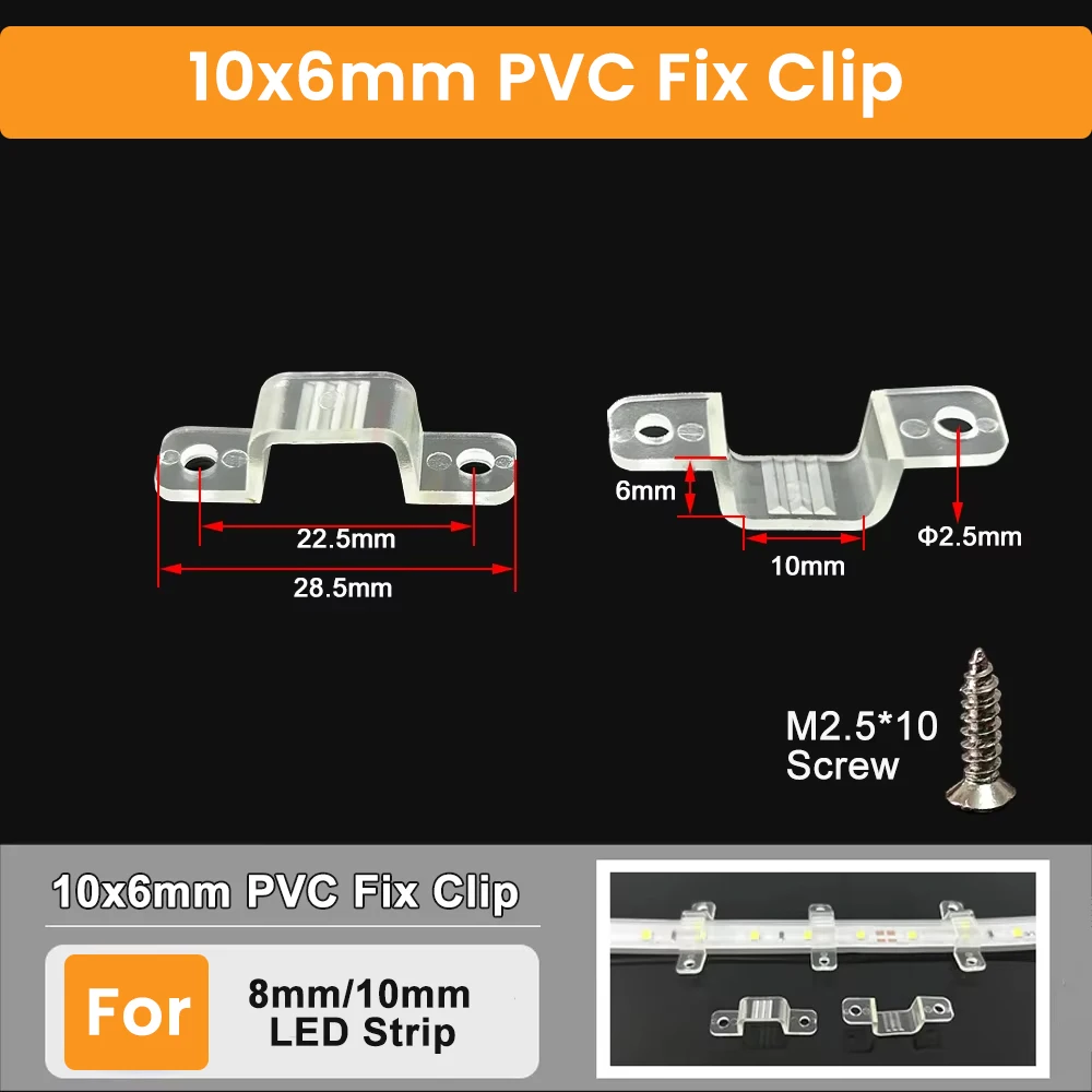 Прозрачная светодиодная лента, фиксирующий зажим, пряжка, пластик, ПВХ, мягкий, гибкий, с винтами для крепления ленты 2835 5050 3528 5730, 8-18 мм