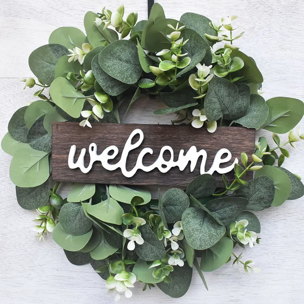 

Wood Board Money Eucalyptus Decorations Simulation Wreath Door Hanging Window Props Background Accessories