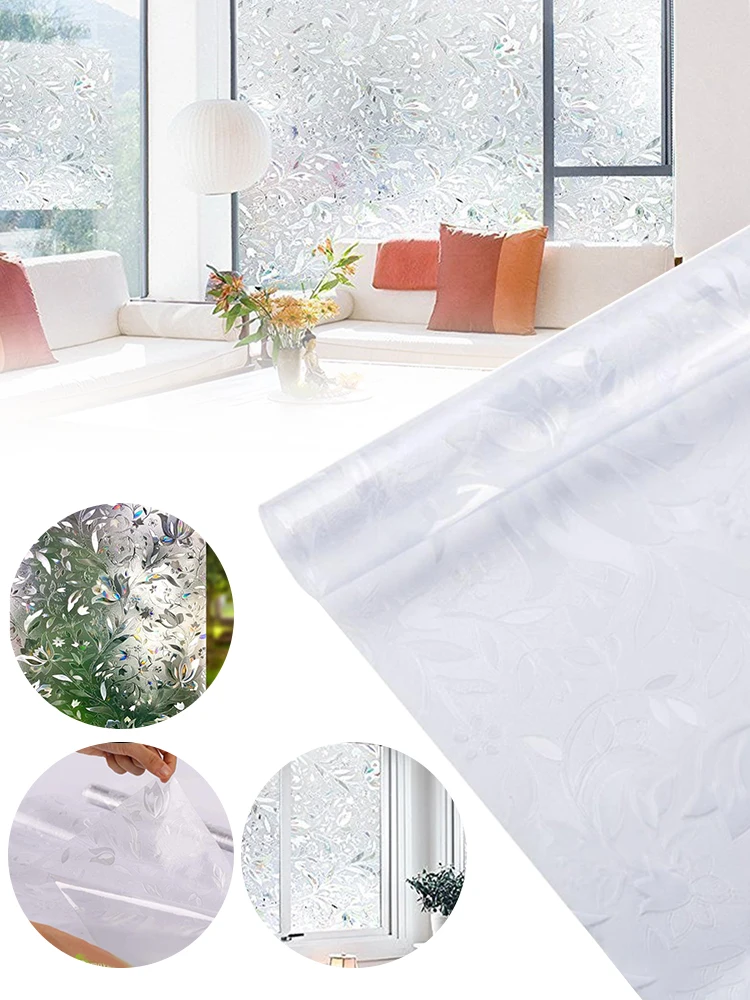 

Window Privacy Film Vinyl Self-adhesive Window Sticker Glass Decal Waterproof Sun UV Protection Bedroom Bathroo