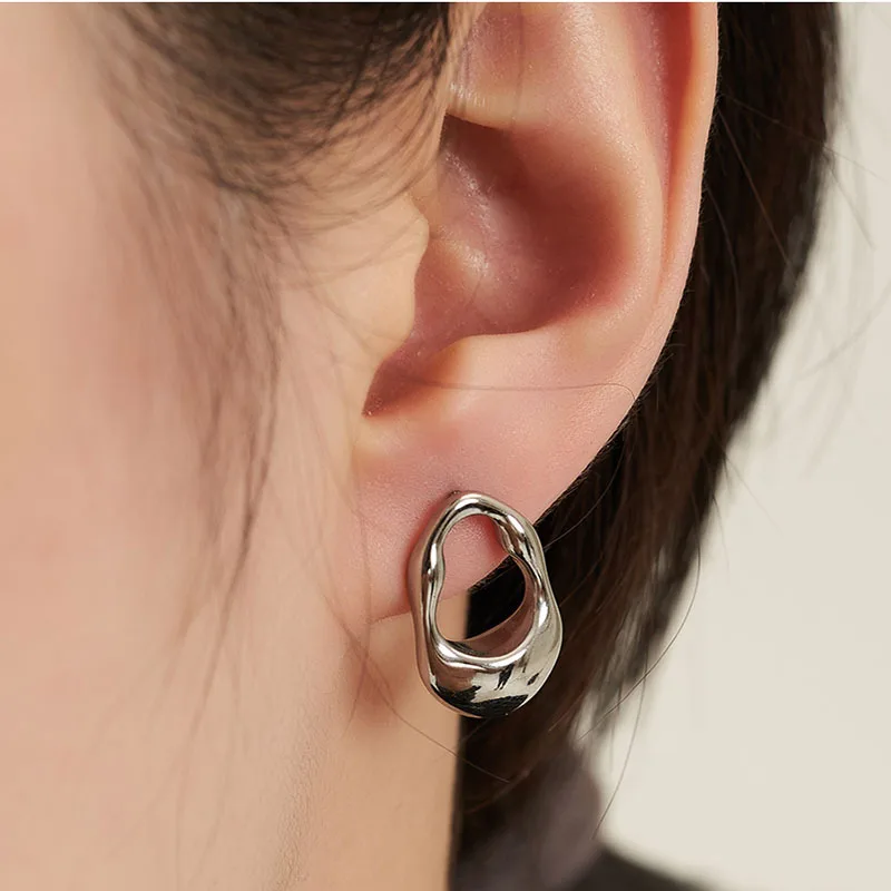 

Hollow Geometric Stud Earrings for Women Stainless Steel Silver Color Couple Earring New In Fashion Wedding Jewelry Gifts mujer