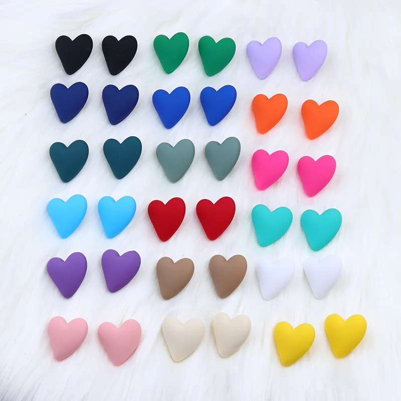 

VSnow Korean Fashion Colorful Love Heart Paint Dangle Earings for Women Minimalist Candy Color Metal Wedding Earings Jewelry