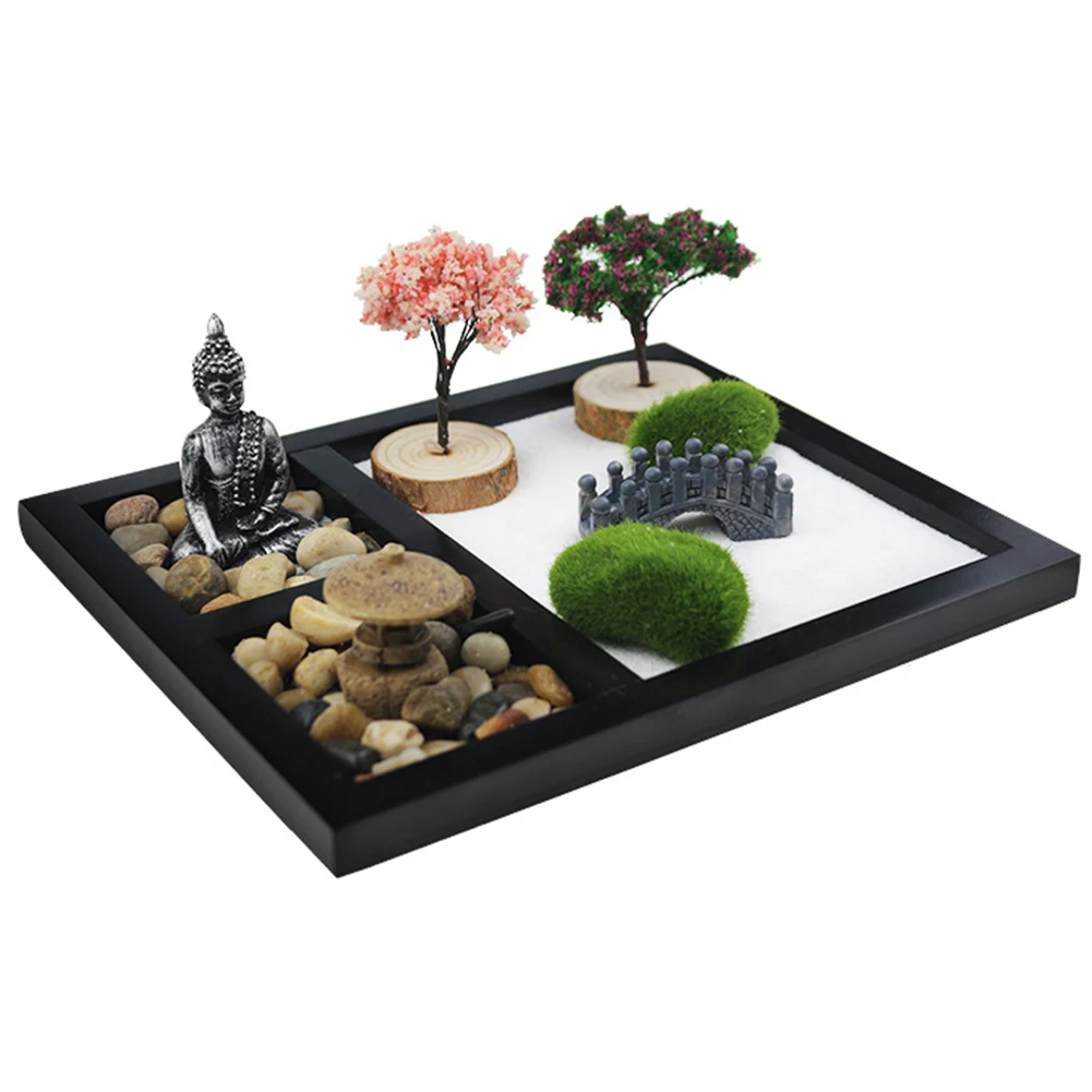 

HOT Japanese Zen Sand Garden Tabletop Mini Zen Garden Kit For Home Office Tabletop Decor For Concentration Relaxation Meditation