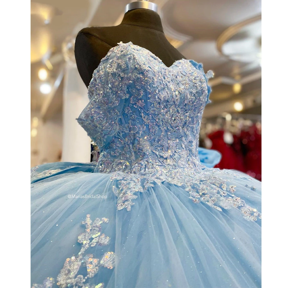 ANGELSBRIDEP бальное платье для девочек 15-летних платьев Quinceanera небесно-голубое