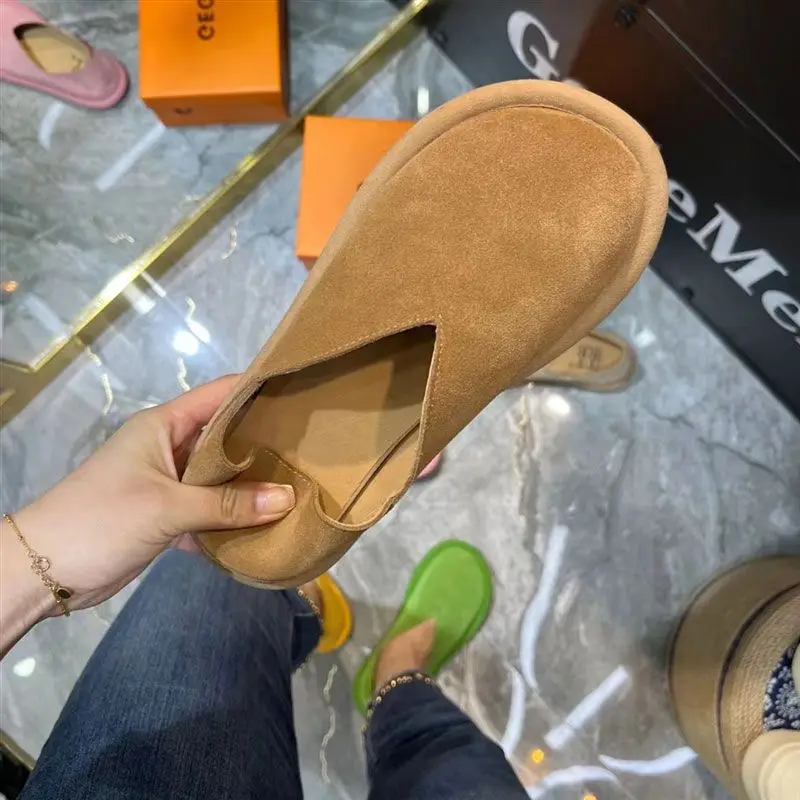 Big Toe Loafers Women's Fashionable Soft Bottom Soft Surface V Cut Slip-on Gommino Comfortable Ugly Cute Outer Wear