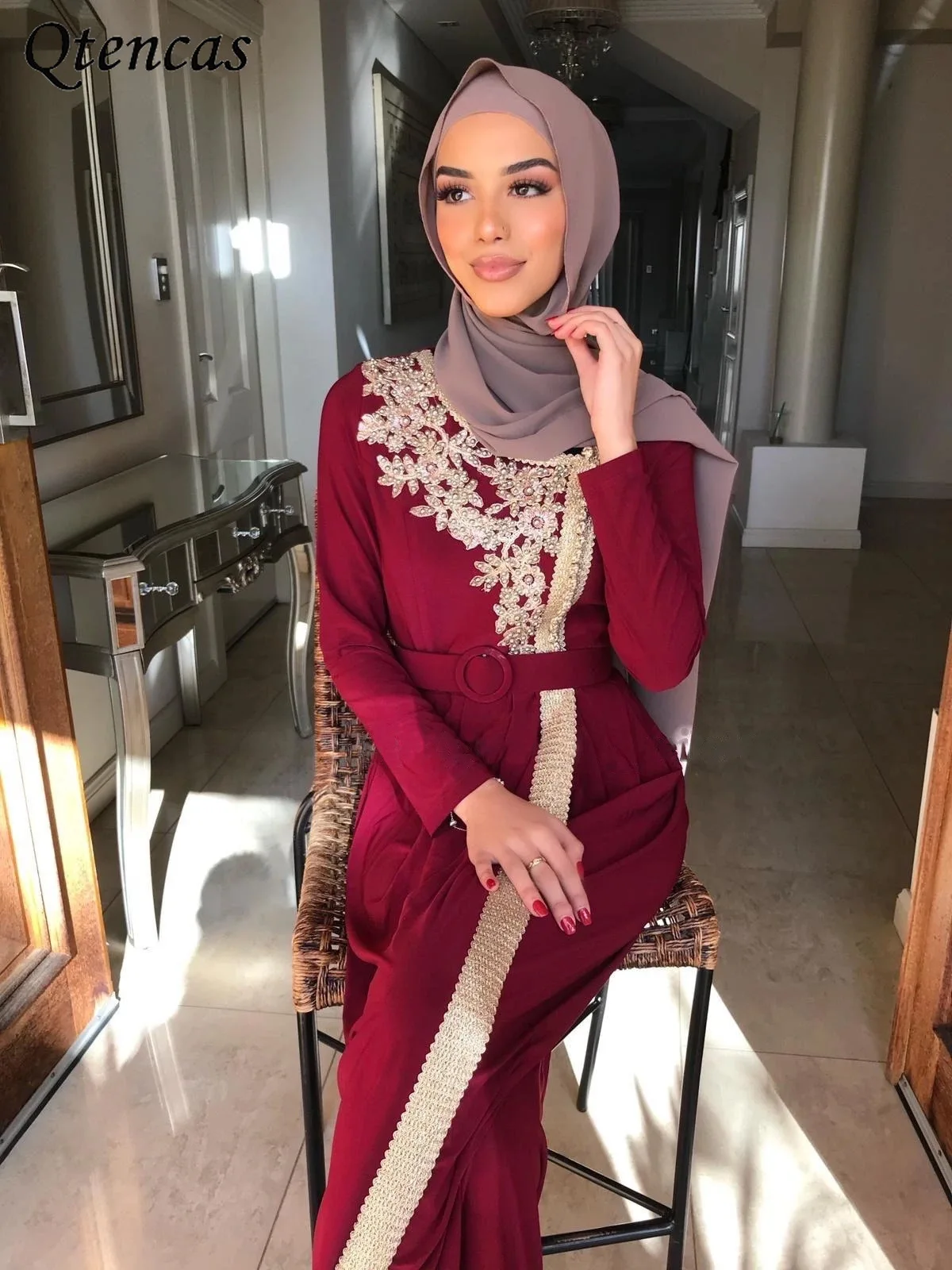 Женское мусульманское платье-хиджаб Vetement Femme, Абая, Дубай, Турция, мусульманский хиджаб, кафтан, Кафтан, Абая для женщин, мусульманская одежд...