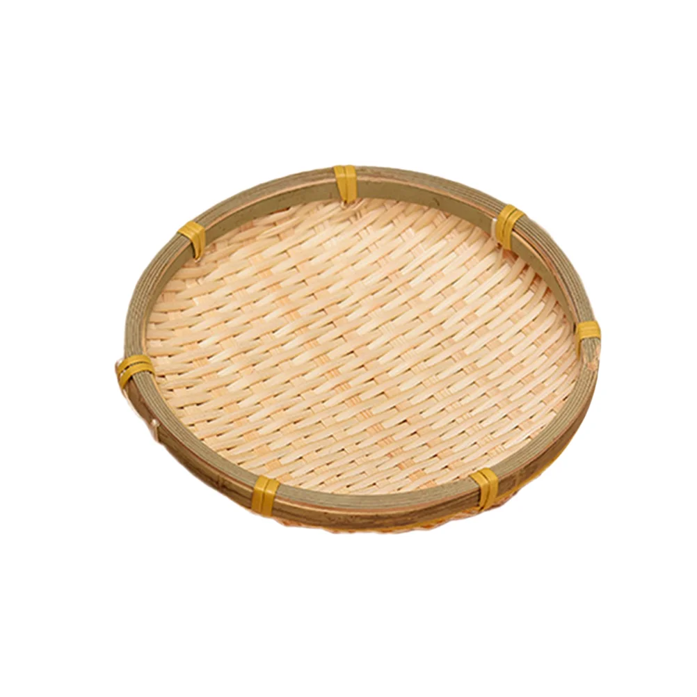 

Basket Tray Wall Bamboo Serving Rattan Decor Bread Woven Baskets Wicker Round Fruit Shallow Storage Picnic Vegetable Platter