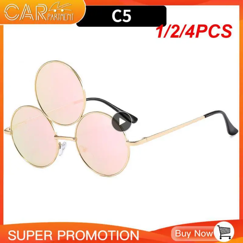 

1/2/4PCS New 2022 Sunglasses Third Lenses 3 Eyes Round Metal Vintage Sun Glasses For Women Men Fashion Eyewear Shades UV400