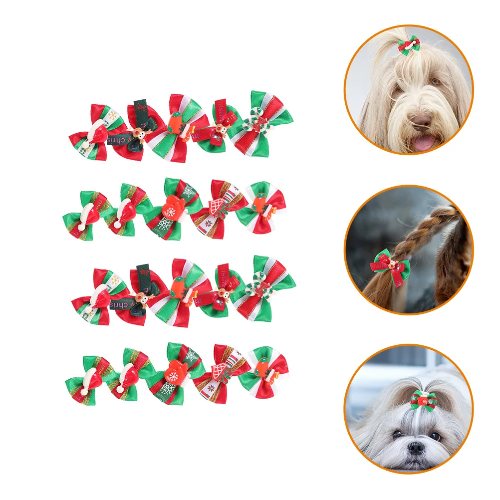 

20pcs Dog Hair Bows Cute Bowknot Hair Ties Christmas Dog Hair Bows Headdress