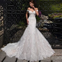 sexy boat neck wedding dresses for bride lace up appliques modern backless bridal gown sheath tulle sweep train vestido de noiva