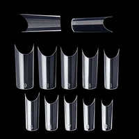 500pcsbag c curve waterpipe half tube half cover french artificial false nail tips short square for salon manicure