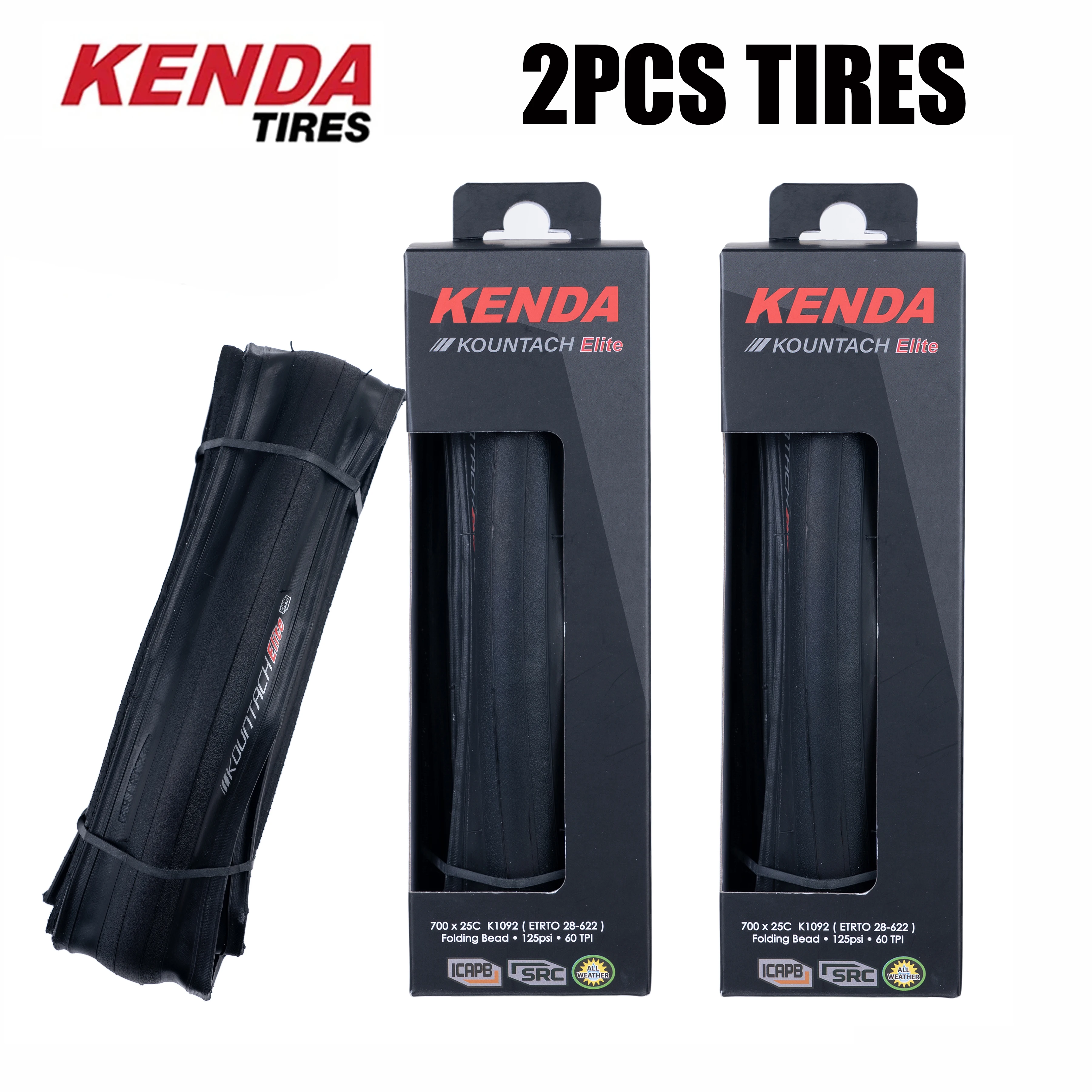 2PCS Kenda K1092 Bicycle Tire 700x25/28C KOUNTACH ELITE Fold