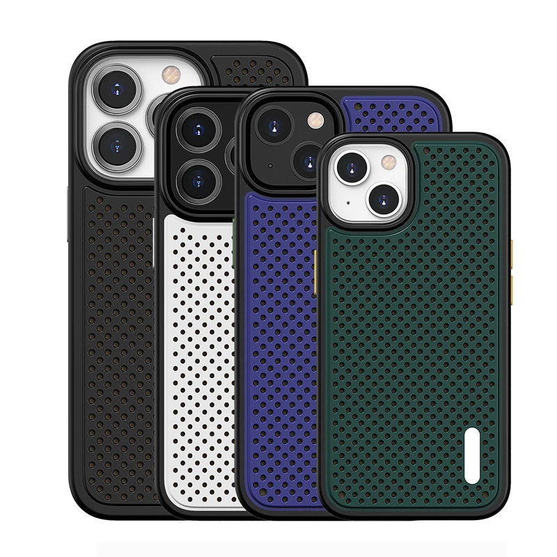 

Graphene vent hole case For iPhone 13 12 11 Pro Max 12 13 Mini 11 XS 8 Plus SE 2020 heat dissipation breathable cooling case