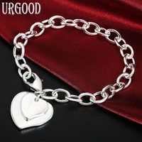 925 sterling silver o chain double heart bracelet for women party engagement wedding gift fashion jewelry