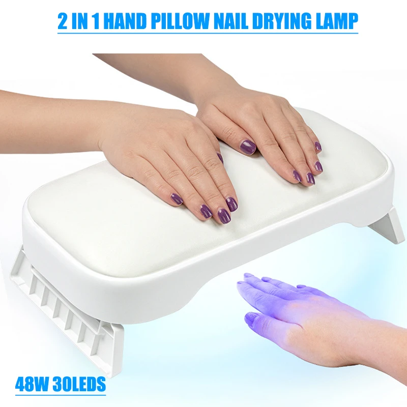 2 IN1 Hand Pillow Nail Lamp Multifunctional Nail Drying Lamp Hand Rest Nail Dryer LED Nail Lamp for Curing All Gel Nail Polish