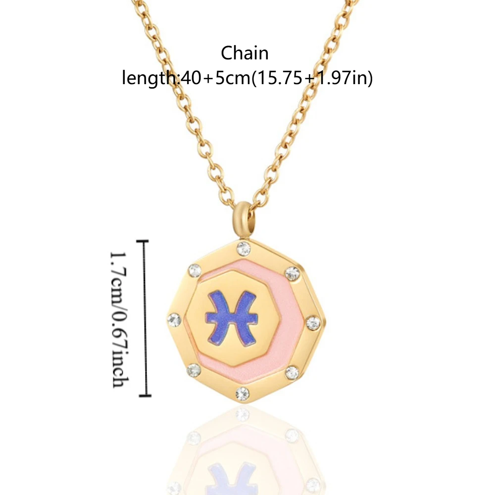 Титановые стальные цепочки 12 ожерелье с подвеской в виде знака зодиака золотая