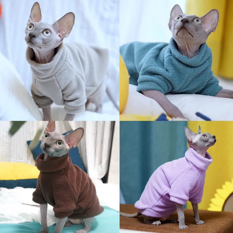 Sphinx Apparel warm autumn winter Outfits short-footed Devon Rex thick velvet Pet clothes for sphinxes hairless cat clothes