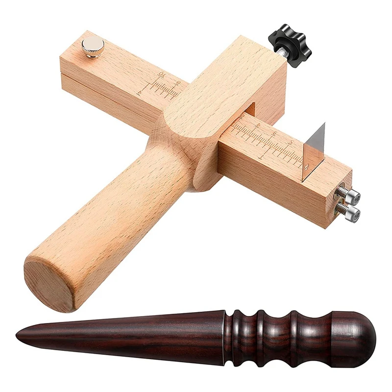 

2 Pieces Leather Craft Tools Leather Strip Cutter Tool And Wood Leather Burnisher Tool For DIY Leather Craft Projects