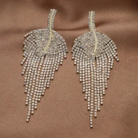 925silver needle diamond leaves tassel long earrings hyperbole korea fashion temperament delicate popular very shining wholesale