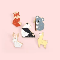2pcs new cartoon creative origami shape animal brooch cute red fox panda rabbit accessories badge spot wholesale brooch pin