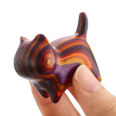 Деревянная статуэтка Безликий Кот из радужного эвкалипта