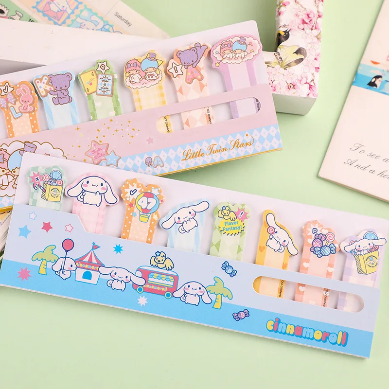 

Sanrioed Kawaii My Melody Cinnamoroll Kuromi Kitty Notes полоски с индексом животных портативные Стикеры для заметок инструкции этикетки
