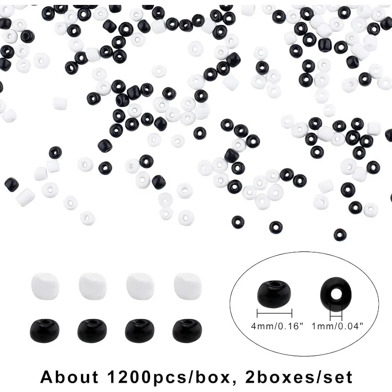 Круглые стеклянные бусины 2 цвета 4 мм 2400 шт.