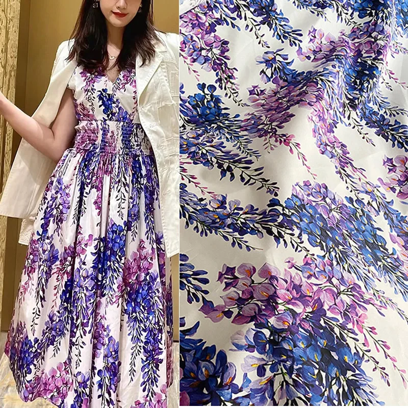 145 см ширина модная хлопчатобумажная ткань с цветочным принтом для женщин платье