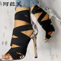 summer high heels sexy cross sandals 2022 stretch fabric women shoes pumps slides designer party slippers open toe flip flops