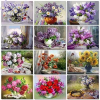 gatyztory 60x75cm painting by numbers acrylic paints picture drawing flowers diy pictures by numbers adults crafts home decor