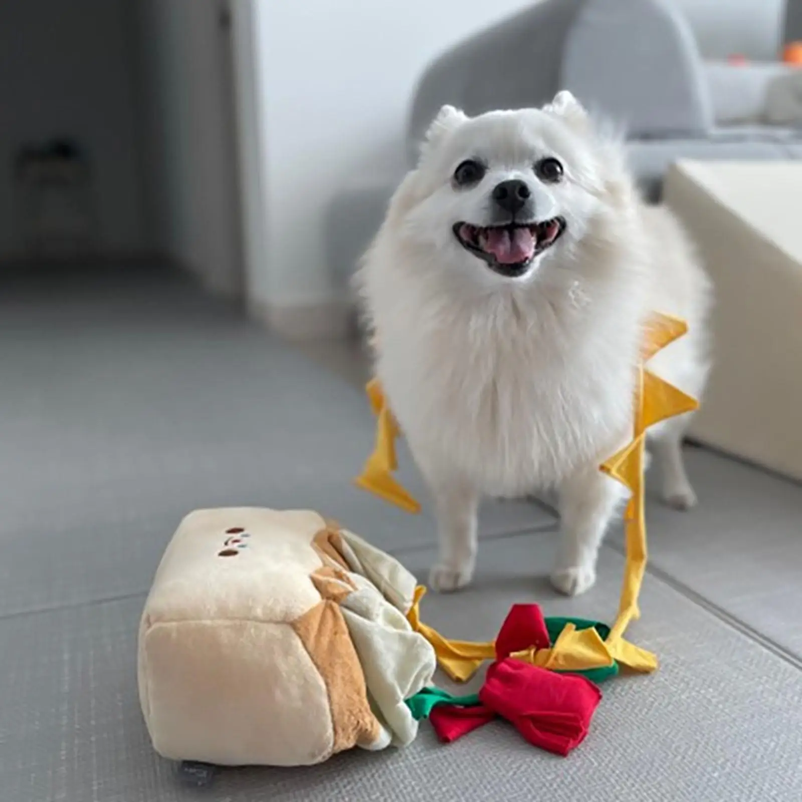 

Bread Toast Tibetan Food Toy Dog Plush Toy Chew Toys with Sound Pet Puppy