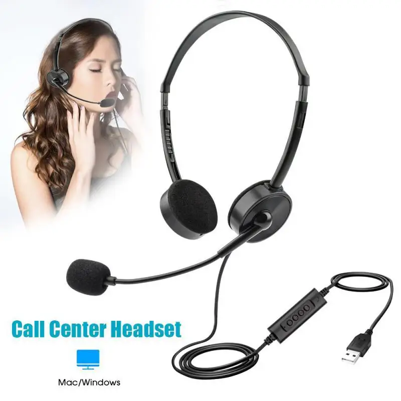 

2022 Hot Wired USB Headset With Noise Cancelling Microphone PC Headphone Mute Volume Control For Call Center