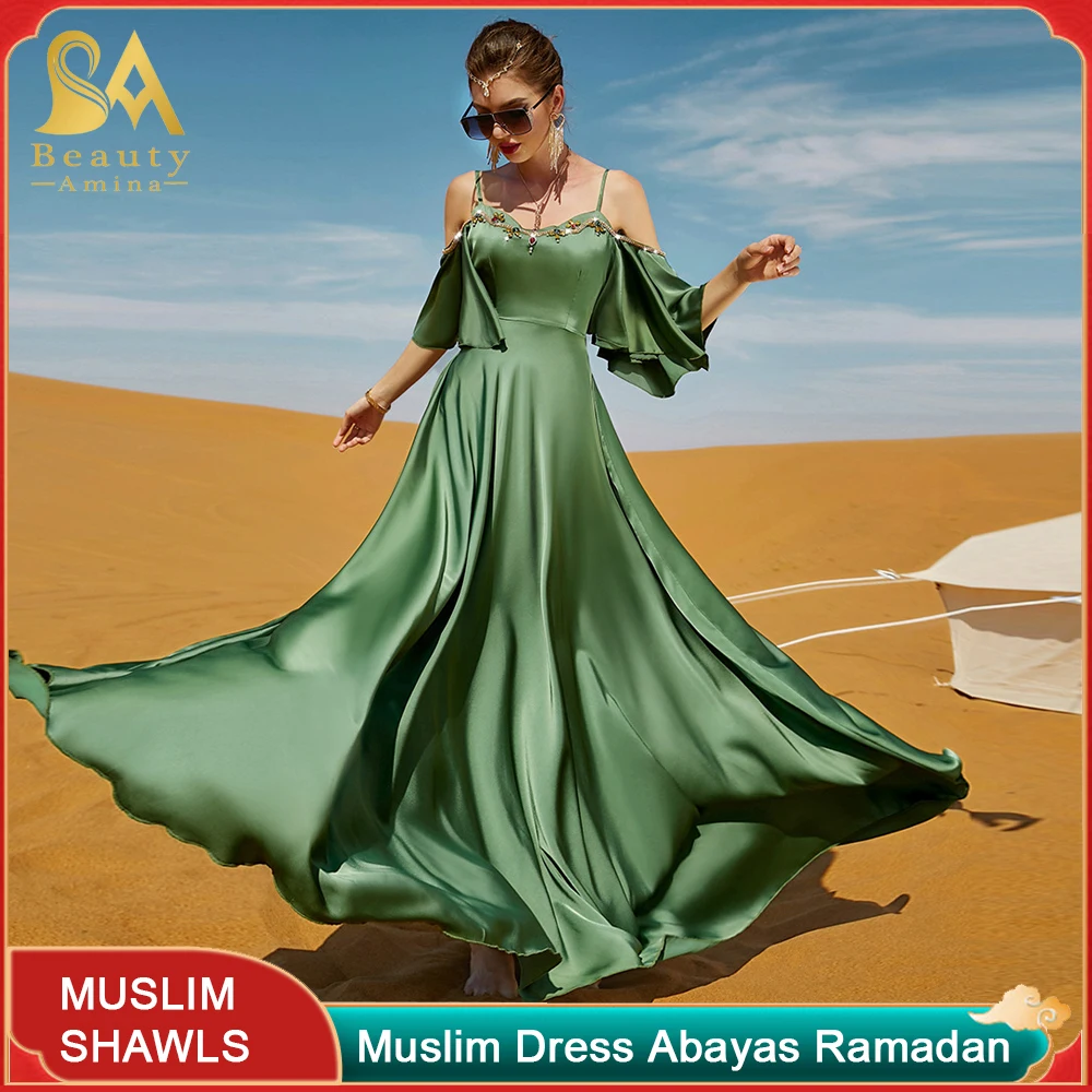 Dress Mideast Party Long Skirt Arabian Dresses Summer Dresses Women 2022 Abaya Summer Turkey Islamic Clothing Sets African Cap