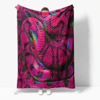 pink horror personality snake sherpa blanket fleece throw blanket 3d animal theme plush blanket for sofa bed couch room decor