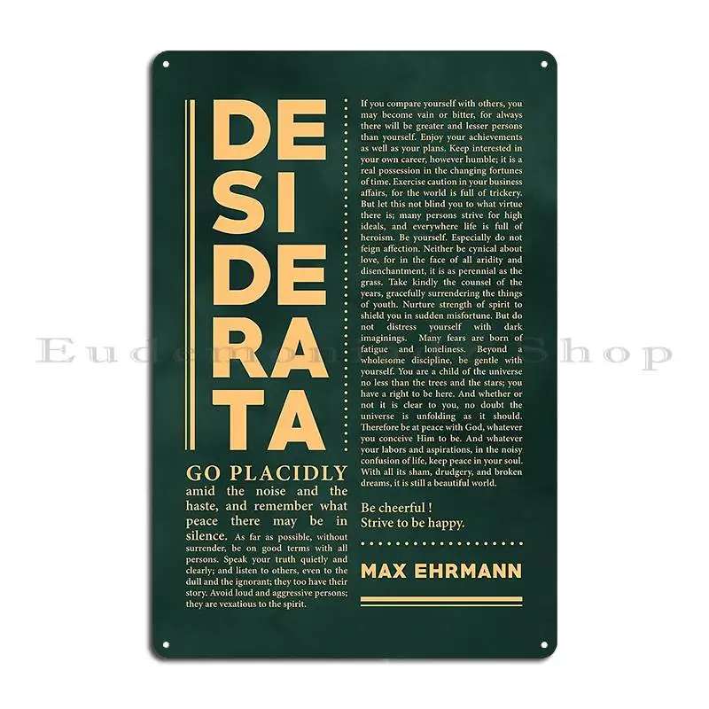 Desiderata Макс эрманн типография печать 34 литературный Плакат Металлический налет