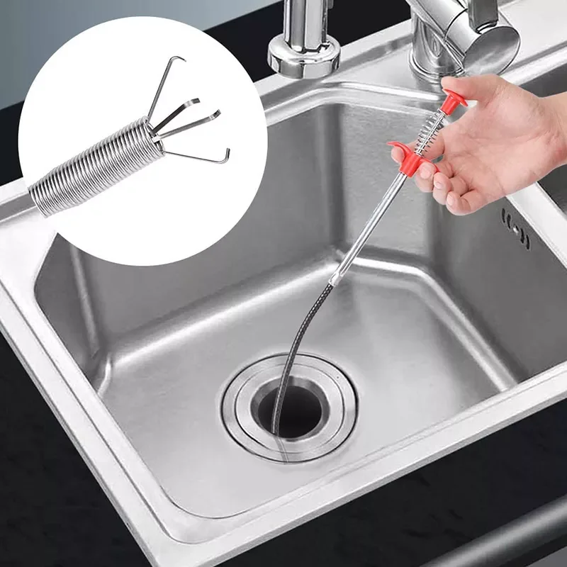 

60cm Sewer Dredger Drain Spring Pipe Dredging Tools Drain Cleaner Sticks Clog Remover Kitchen Sink Cleaning Tool