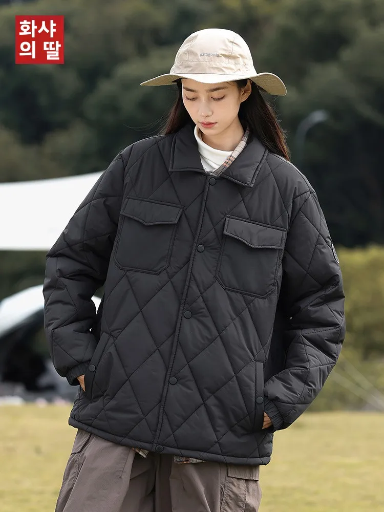 Стеганая куртка с ромбами мужские осенние и зимние повседневные свободные